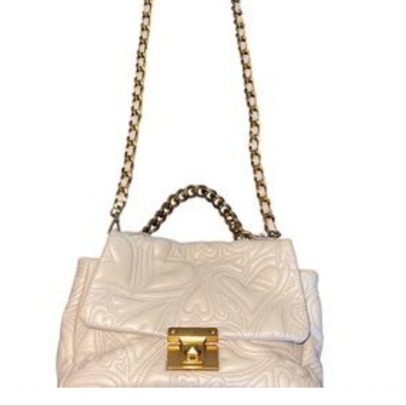 BETSEY JOHNSON Groovy Hearts Foldover Flap Quikt Chain Satchel Crossbody NWT - Picture 2 of 15